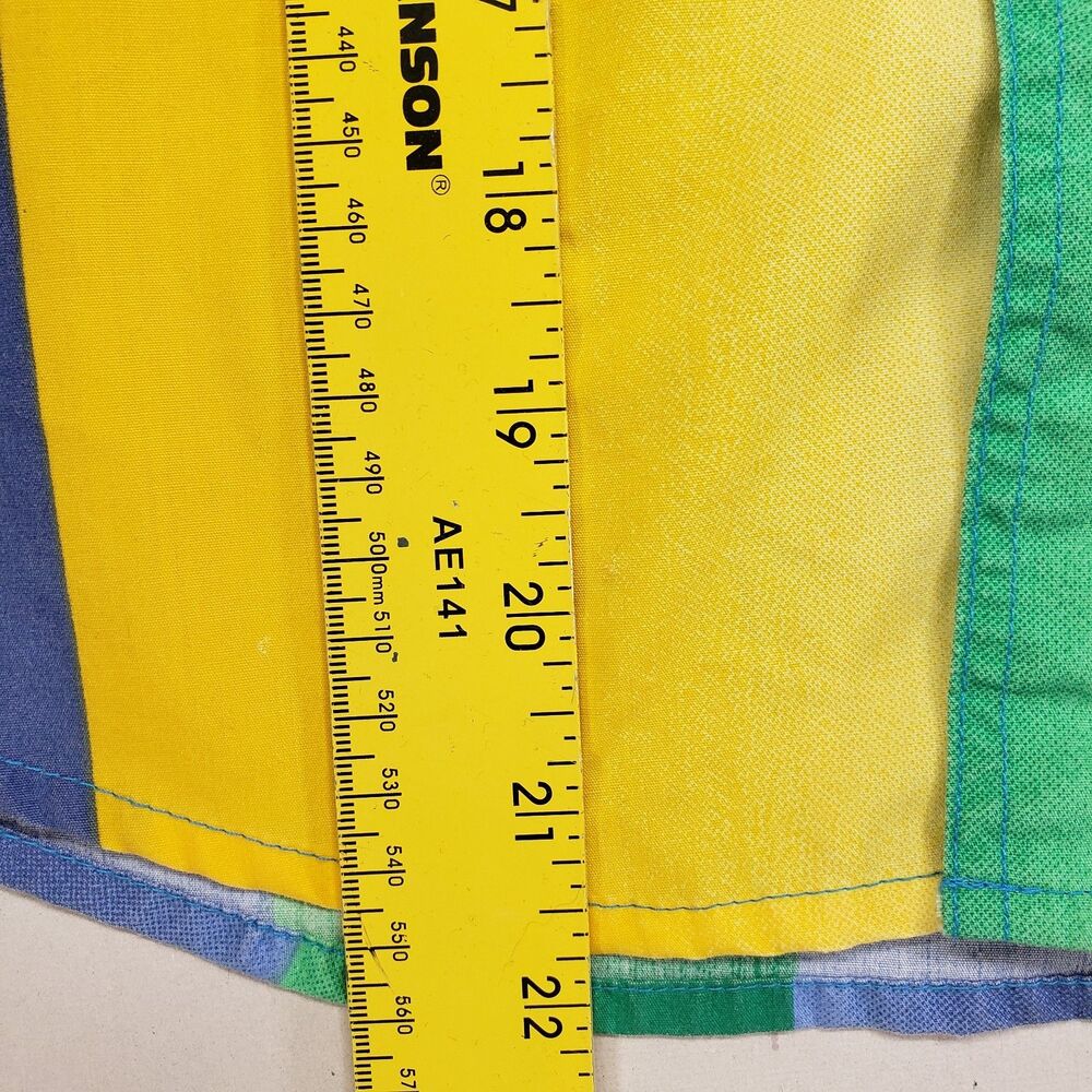 Vintage 90s Bugle Boy Button Up Short Sleeve Shirt Multi Color Striped L XL 7x - Picture 9 of 9